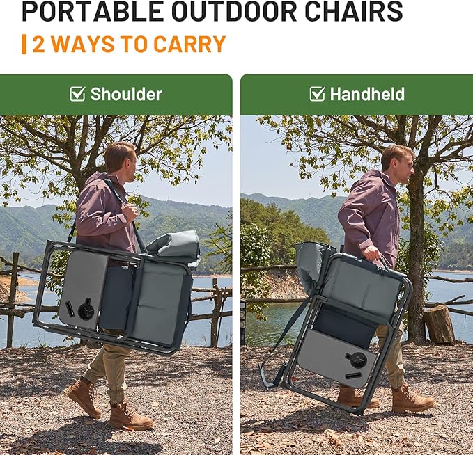 Timber Ridge XXL Director’s Chair – Heavy Duty Folding Camping Chair for Adults, 500lb Capacity, Extra Wide Padded Seat for Camping, Sports, Lawn, Courtyard, and Outdoor Use, Grey