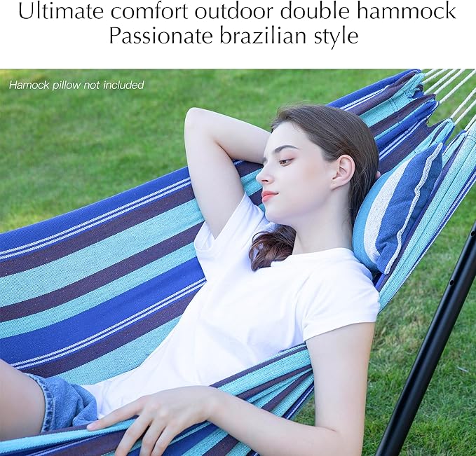 PNAEUT Double Hammocks for Outside, Replacement Outdoor Tree Hammock for Indoor Patio Porch Garden (Blue Lagoon, Medium)