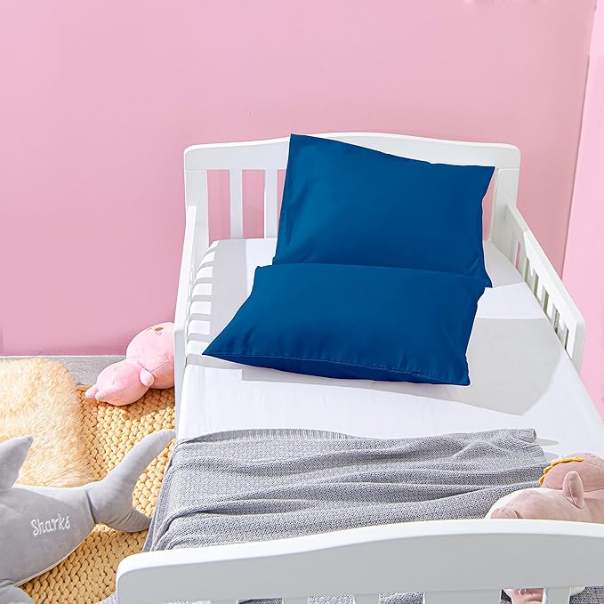 NTBAY Microfiber Toddler Pillowcases with Envelope Closure, 2 Pack 100% Brushed Microfiber Super Soft Travel Kids Nursery Pillow Cases, 14"x20" Fits Pillows Sized 12"x16" 13"x18" 14"x19", Royal Blue