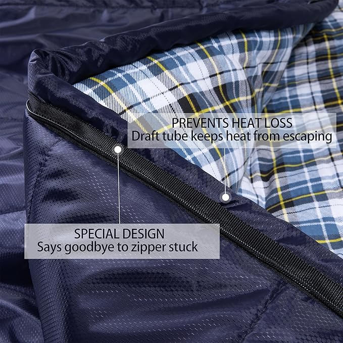 HiZYNICE Cold Weather Sleeping Bag 100% Cotton Flannel XXL for Adults Big and Tall,Free Compression Sack