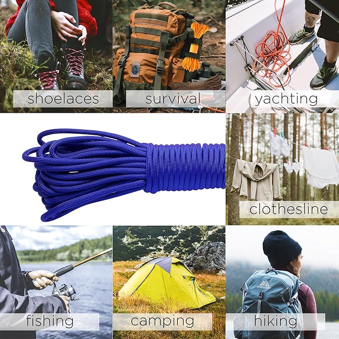 TECEUM Reflective Paracord Rope 1000 – 1000ft/200ft/100ft/50ft – 40+ Colors – Glow in The Dark – para Cord – Utility Rope for Survival, Hunting & Camping Gear – Nylon String, Camping Rope, Tent Cord