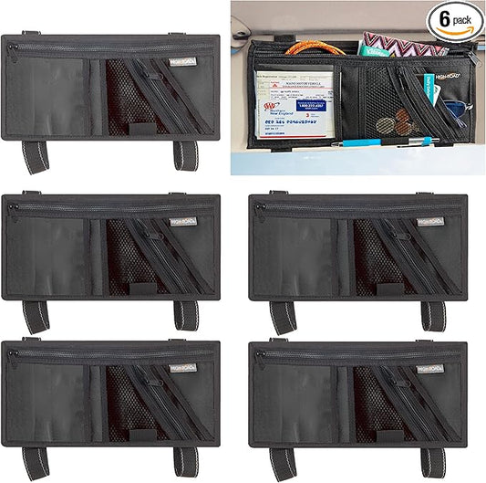High Road Car Visor Organizer with Secure Zip Pockets, Sunglasses Holder and Clear Registration and Insurance Pocket - Heavy Duty Straps Fit Most Car, SUV and Truck Visors (6)