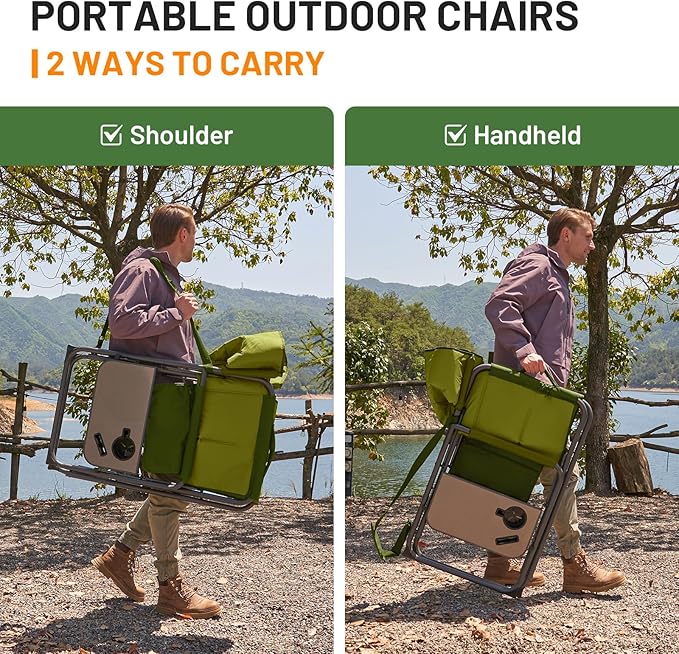 Timber Ridge XXL Director’s Chair – Heavy Duty Folding Camping Chair for Adults, 500lb Capacity, Extra Wide Padded Seat for Camping, Sports, Lawn, Courtyard, and Outdoor Use, Green