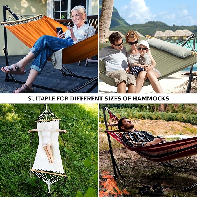 Tranquillo Unity Adjustable Hammock Stand, 800 lbs Capacity Steel Double Hammock Stand for 2 Persons, Premium Pre-Assembled Stand for Indoor Outdoor, Sage
