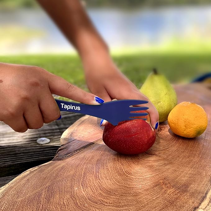 Tapirus - 4 Spork to Go Set - 7-inch Durable & BPA Free Sporks - Spoon, Fork and Knife Combo Utensils Flatware - Mess Kit for Camping, Hunting and Outdoor Activities - Comes in a Carrying Case