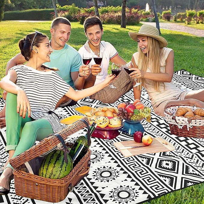 Supfitness Extra Large Picnic Blankets Waterproof Foldable (80 "x 80") Beach Blanket Waterproof Sandproof,3-Layer Thicking Mat Outdoor Packable Camping Blanket(Bohemian)