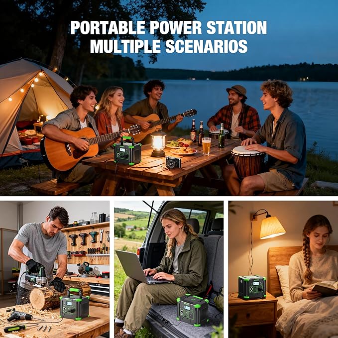 Portable Power Station 330W, 288.6Wh Solar Generator with 60W USB-C PD Output, 110V Pure Sine Wave AC Outlet, 5W Wireless Charging, 330W Backup Lithium Battery for Outdoor Camping Travel Hunting Home