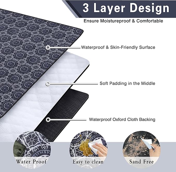 Supfitness Extra Large Picnic Blankets Waterproof Foldable (60 "x 80") Beach Blanket Waterproof Sandproof,3-Layer Thicking Mat Outdoor Packable Camping Blanket