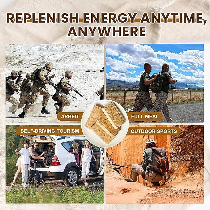 Emergency Food Ration Bars -12 Count Coffee Flavor Compressed Biscuit Survival Tabs, Food Rations Supply for Outdoor Camping Hiking Snowstorm Earthquake Disaster, 20 years Shelf Life