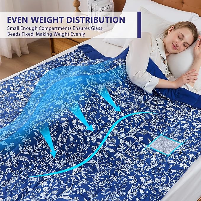 yescool King Size Weighted Blanket for Adults (20 lbs, 80” x 87”, Indigo) Cooling Heavy Blanket for Sleeping Perfect for 190-210 lbs, Breathable Blanket for Adults & Couple All Season