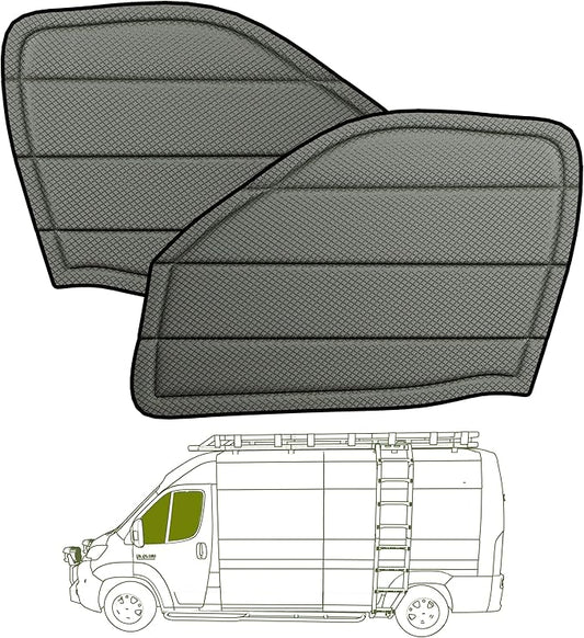 Extra-Thick Front Door Window Covers(Pair) for Ram Promaster, 2014-current, Magnetic Insulated Blackout Window Sunshade, Foldable Design, AllSeasonGuard Pro