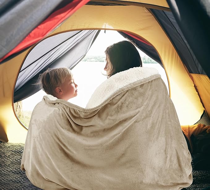 Utopia Bedding Sherpa Blanket Throw Size (Camel, 50x60 Inches) - Soft Lightweight Plush Fleece Reversible Blanket for Bed, Sofa, Couch, Camping and Travel