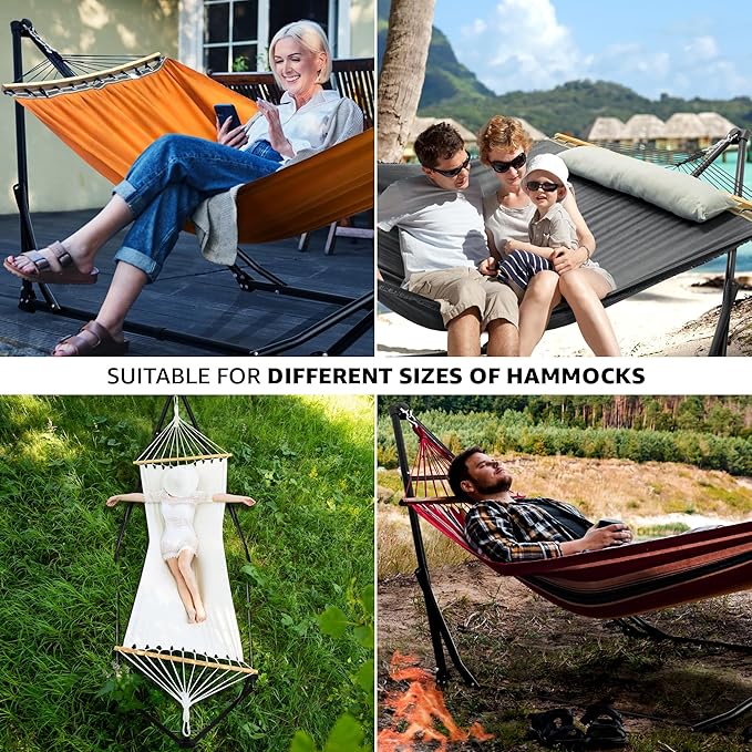 Tranquillo Unity Hammocks, Spacious and Comfortable Hammock Stand for 2, 800 lbs Capacity Steel Frame, Pre-Assembled with 30-Second Tool-Free Setup, No Screws Needed, Ideal for Indoor & Outdoor, Grey