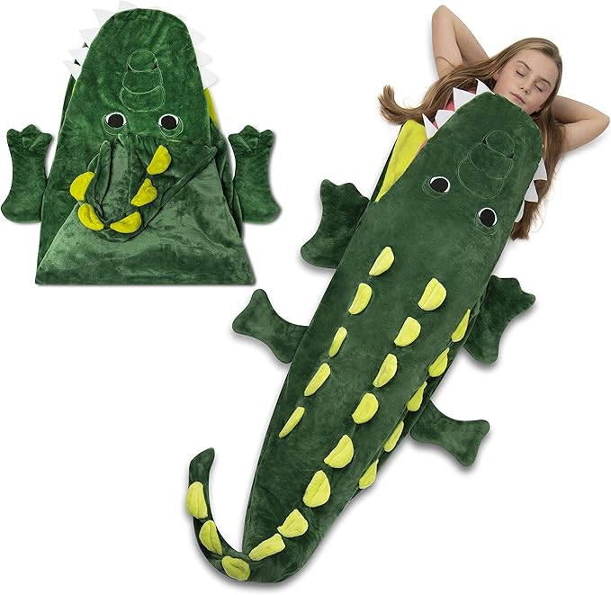 Cozy Crocodile Animal Tail Blanket for Kids Soft and Comfortable Kids Sleeping Bag Sleep Sacks Blankets for Movie Night, Sleepovers, Camping and More - Fits Boys and Girls Ages 3-13 Years