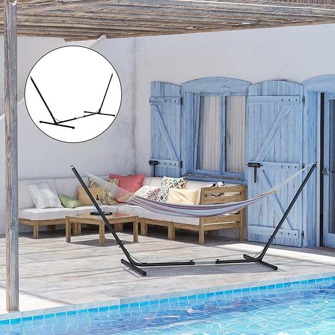 Outsunny Universal Hammock Stand 10-13ft Adjustable Steel Stand Space-Saving and Portable Carrying for Indoor and Outdoor Use, Black