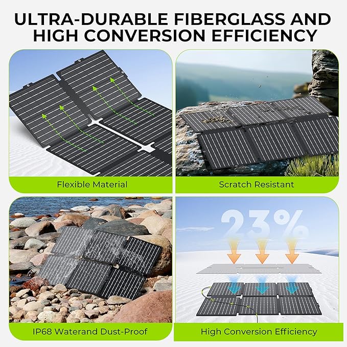 Portable Solar Generator, 300W Portable Power Station with Foldable 60W Solar Panel, 110V Pure Sine Wave 296Wh 80000mAh Lithium Battery Pack for Home Use RV Van Outdoor Camping-Panel included