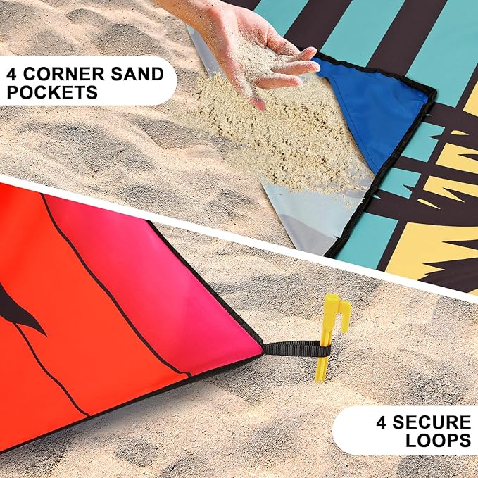 HIHOHO Beach Blanket Waterproof Sandproof Extra Large Beach Mat 79" X 83"/120"x108"for 1-8 Adults Quick Drying Durable Outdoor Picnic Mat for Beach Travel Camping Hiking
