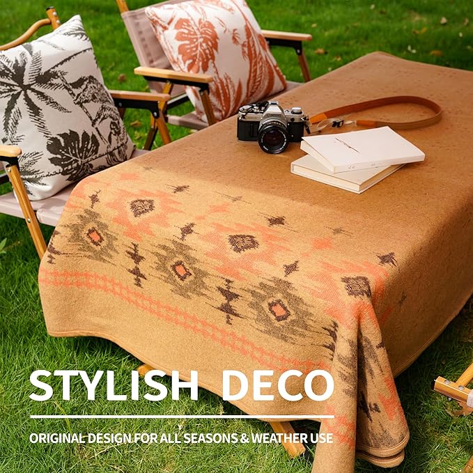 ACUSHLA Merino Wool Blanket - Warm Thick Washable Large Bed Couch Camping Outdoor Throw Blanket All Seasons 79X63, Myers Khaki