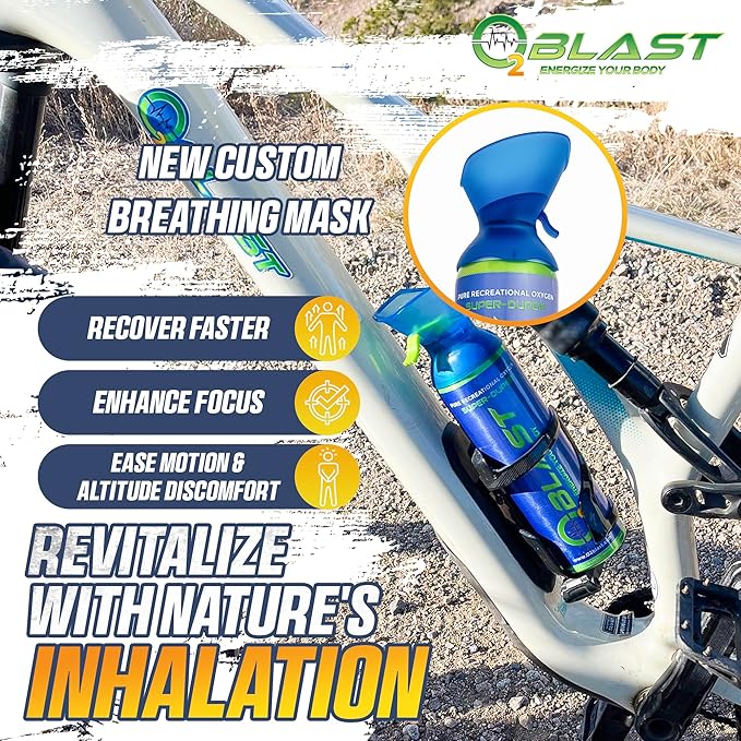 O2 Blast - Portable Oxygen Can, Filled with 99.99% Pure Oxygen in a Can with Breathing Mask for Sports, Travel, and High Altitude Use | On-the-Go Air Support for Hiking and Outdoors – 10L, 5-Pack