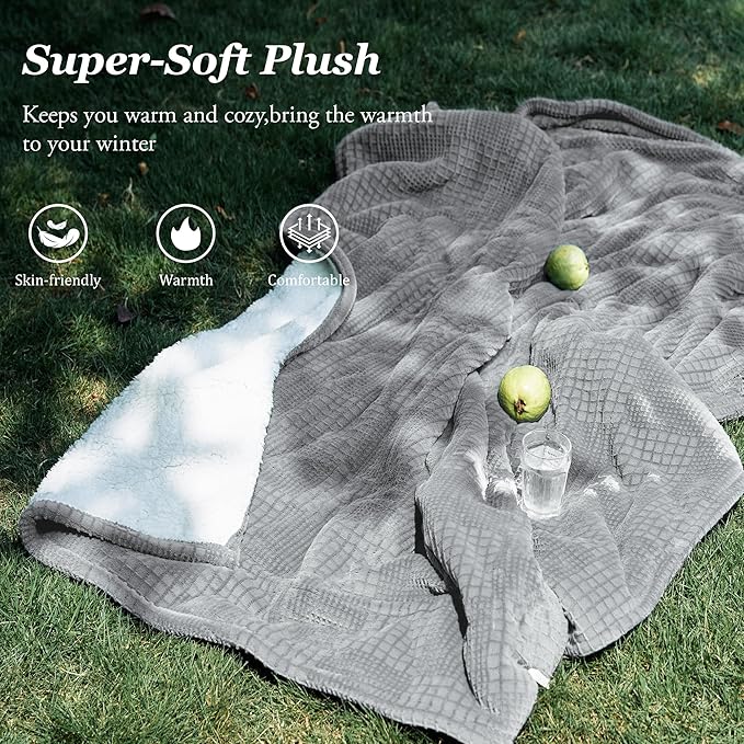 Texciting Heated Blanket Electric Blanket Throw 50''X60''-Heating Throw with 9 Heat Settings-2-10 Hours Auto Off,ETL Certified,Machine Washable (Grey)