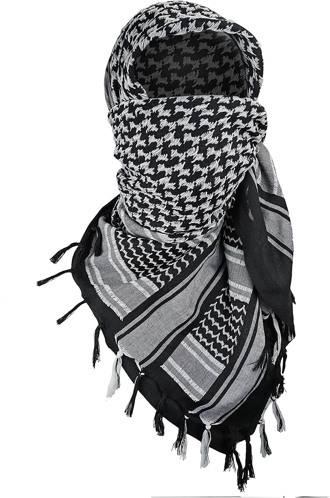 Luxns Military Shemagh Tactical Desert Scarf / 100% Cotton Keffiyeh Scarf Wrap for Men And Women