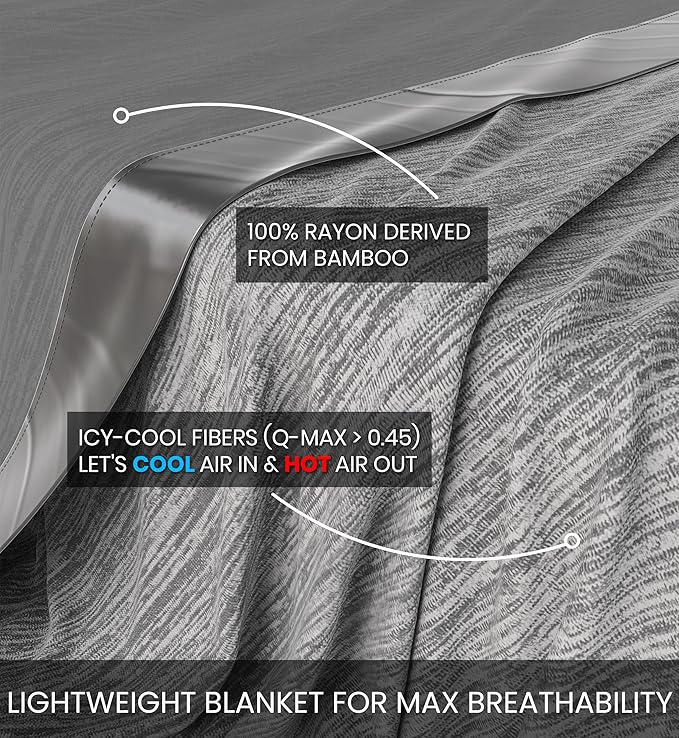 Everlasting Comfort Cooling Blanket for Hot Sleepers - Soft, Lightweight & Breathable Throw Blanket with Easy to Clean Material - Luxury Throws for Hot Flashes & Night Sweats (60"x80")