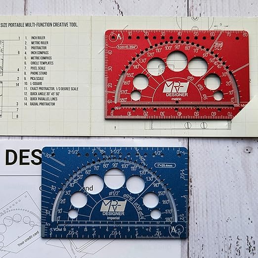 Designer – 15-in-1 Credit Card Multitool Ruler – Aluminium Wallet Multitool Card for Architects, Engineers & Designers – Pocket Multi Tool, Dual Scale, TSA Approved