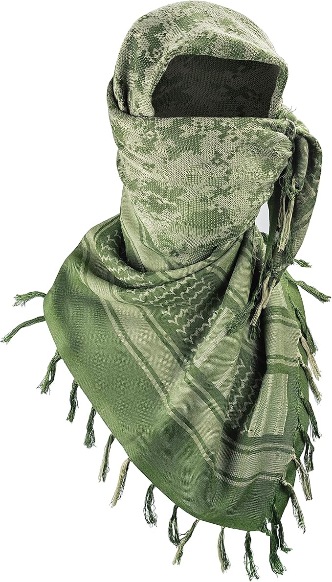 Luxns Military Shemagh Tactical Desert Scarf / 100% Cotton Keffiyeh Scarf Wrap for Men And Women