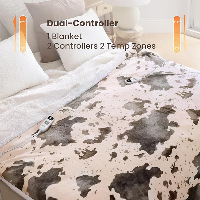 Heated Blanket King Blanket - Fast Heating Electric Blanket, Soft Flannel Heated King with 4 Time Settings,10 Heating Settings, Warm Gifts for Women & Mom & Grandma(90"x100"Light Coral)