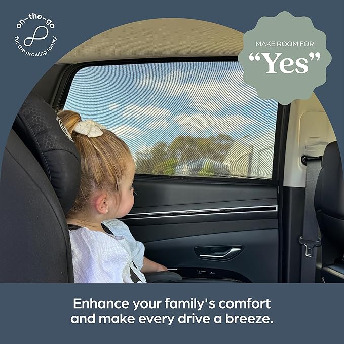 Dreambaby Fit-Over Baby Car Window Sun Shade – Stretchable Sunshade & Mesh Screen for Side Windows - UV Protection- Camping Essentials