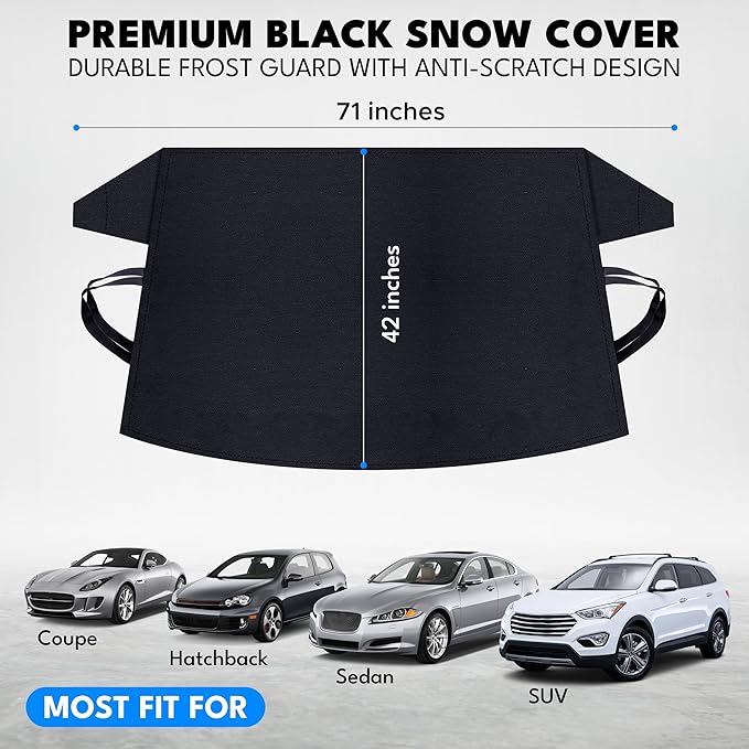Autovir Windshield Cover for Ice and Snow | Oxford Fabric Windshield Cover for SUV, Sedan, Coupe & Hatchback | Protection from Snow, Ice & Frost | Winter Car Accessories
