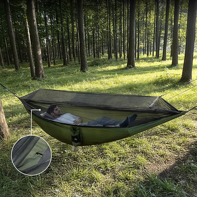 Night Cat Camping Hammock for 1 Person: Portable Hammock with Mosquito Net Lightweight for Backpacking Outdoor