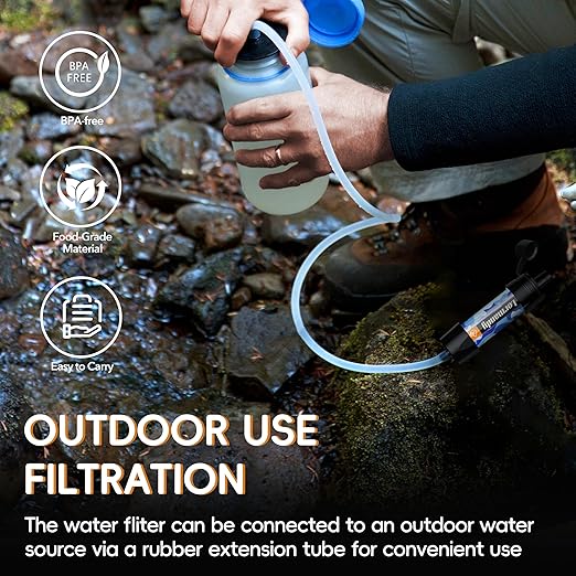 Straw Water Filter 5 Pack – Outdoor Camping & Hiking Survival Gear Kit for Family Use, Ultra-Light Personal Filter Straws for Backpacking, Travel, Bug-Out Bags and Emergency Preparedness