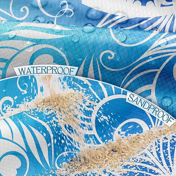BYDOLL Beach Blanket Waterproof Sandproof Large Sand Free, 78''X81'' Oversized Sandless Lightweight Blanket Picnic Mat for Beach Travel Camping Hiking with Stakes