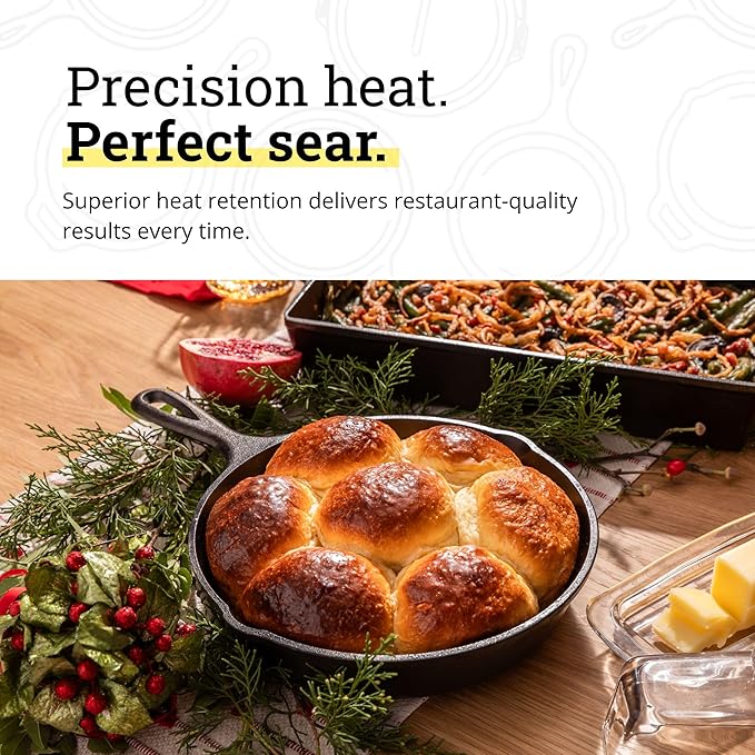 Lodge Seasoned Cast Iron Skillet - PFAS-Free, Non-Toxic Cookware - Use with an Oven, Stove, Grill, or Campfire - Naturally Non-Stick & Oven Safe - 9 Inches