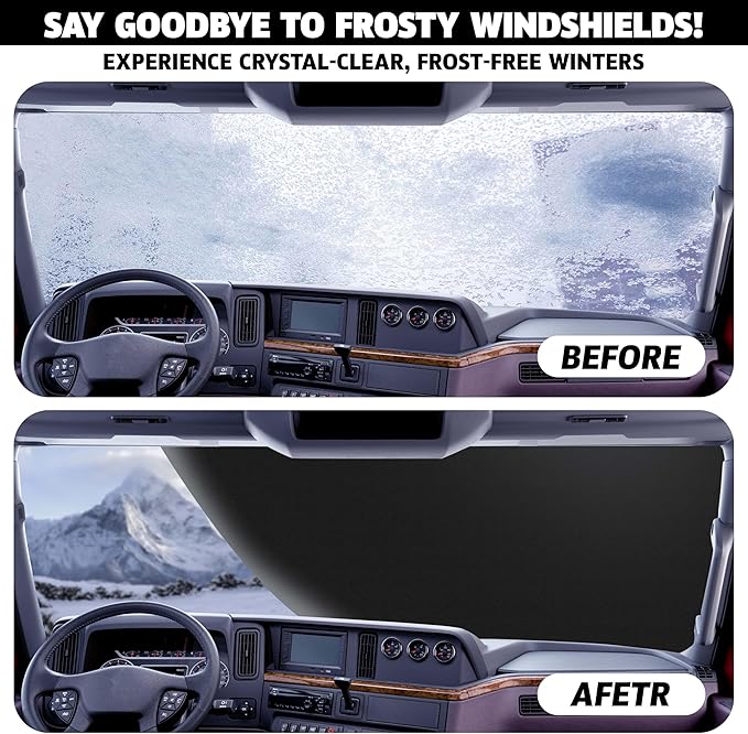 Autovir Truck Windshield Cover for Ice and Snow | SUV Snow Cover - Frost Cover Gives Protection from Snow and Ice | Car Cover for Snow | Winter Car Accessories | X-Large 72" x 43"
