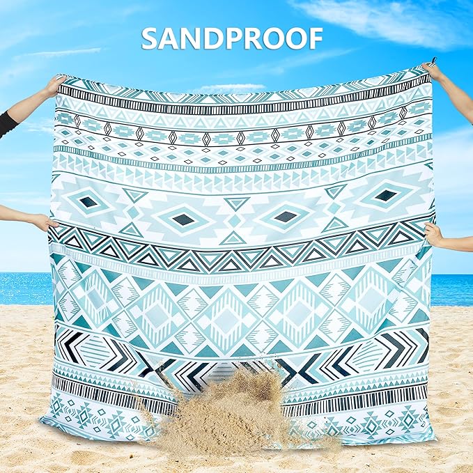 HIHOHO Beach Blanket Waterproof Sandproof Extra Large Beach Mat 79" X 83"/120"x108"for 1-8 Adults Quick Drying Durable Outdoor Picnic Mat for Beach Travel Camping Hiking