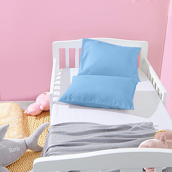 NTBAY Microfiber Toddler Pillowcases with Envelope Closure, 2 Pack 100% Brushed Microfiber Super Soft Travel Kids Nursery Pillow Cases, 14"x20" Fits Pillows Sized 12"x16" 13"x18" 14"x19", Sky Blue