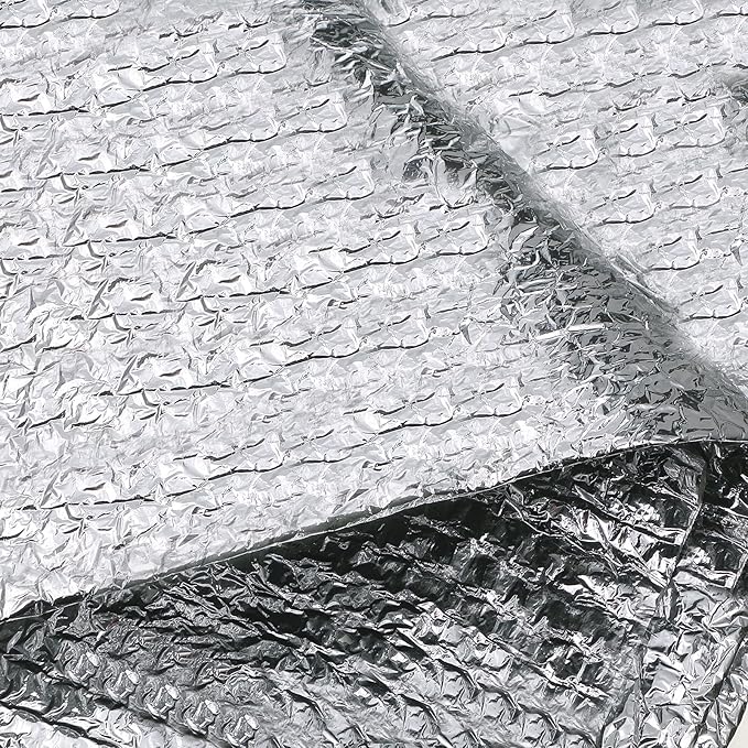 Frienda Rv Window Reflective Insulation Roll 35.8inch*10ft Double Aluminum Foil Heat Bubble Thermal Window Shade Door Cover Blackout for Garage Roof Travel Camper Skylight Shield