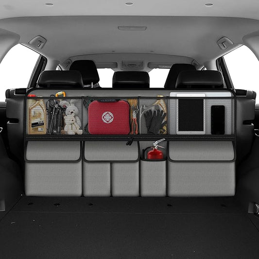 Hanging Car Trunk Organizer Fit For Hyundai Tucson Foldable Large Capacity 41.3x20 inch Backseat Trunk Organizers Storage, Car Accessories Interior, with Multi Pockets Grey
