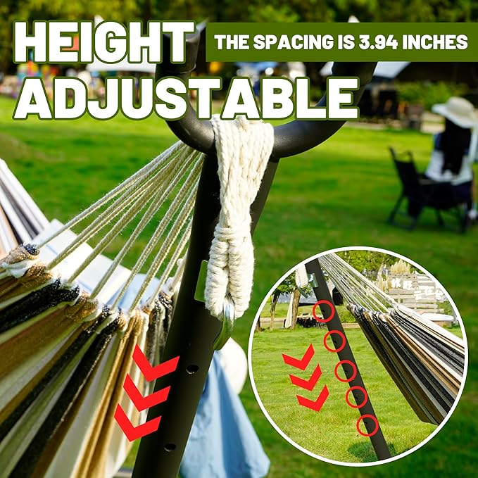 Hammock with Heavy-Duty Steel Stand for Outside，Hammocks 450 Lb Capacity，Portable Hammock，2 People Standing Hammocks，Suitable for Beach，Backyard, Gardens, Patio, Bedroom，100 * 40 * 38 Inch (Coffee)
