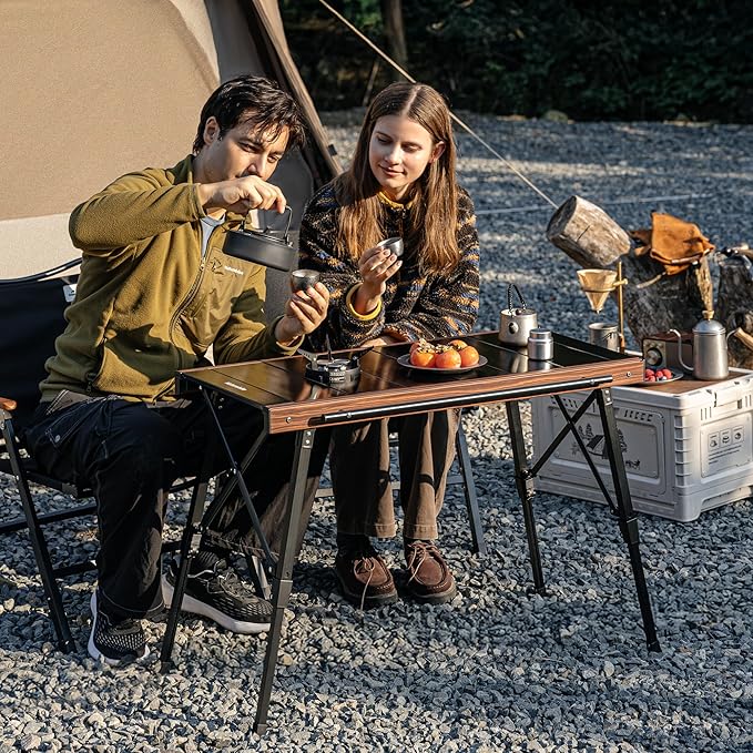 Naturehike Upgraded IGT Camping Table, Height Adjustable IGT Cook System, Folding Portable Camp Table for Outdoor Picnic Car RV Trip Patio Backyard BBQ
