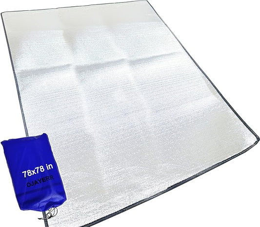 Camping Mat Foam Foil Blanket for Camping Foam Pad Insulating Foil Mat Sleeping Tent Pad Thermal Aluminum Camping mat for Reflecting Heat, 78 x 78 inches