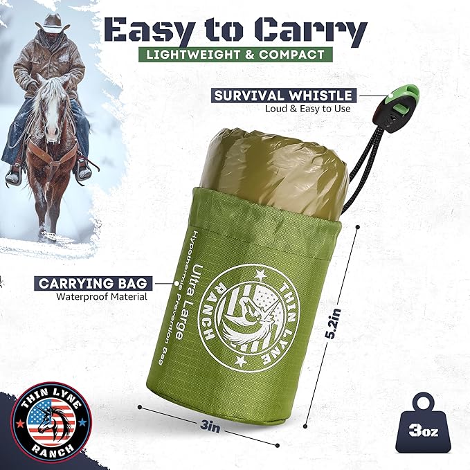 Ultra-Large Emergency Sleeping Bag for Survival - Hypothermia Prevention & Shelter - Multi-Person Bivvy Sack - Ideal Survival Gear, Emergency Bivy Camping Essentials