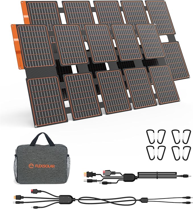 FlexSolar 2 PCS 100W Portable Solar Panels Chargers with PD3.0 USB-C,QC3.0 USB-A and DC Outputs Foldable IP67 Waterproof Power Emergency Camping