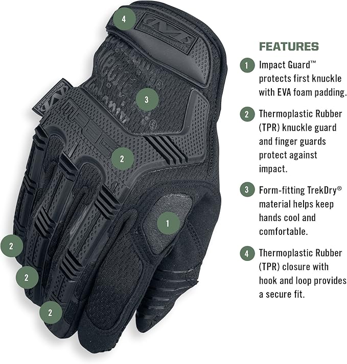 Mechanix Wear: M-Pact Covert Tactical Gloves with Secure Fit, Touchscreen Capable Safety Gloves for Men, Work Gloves with Impact Protection and Vibration Absorption (Black, Small)