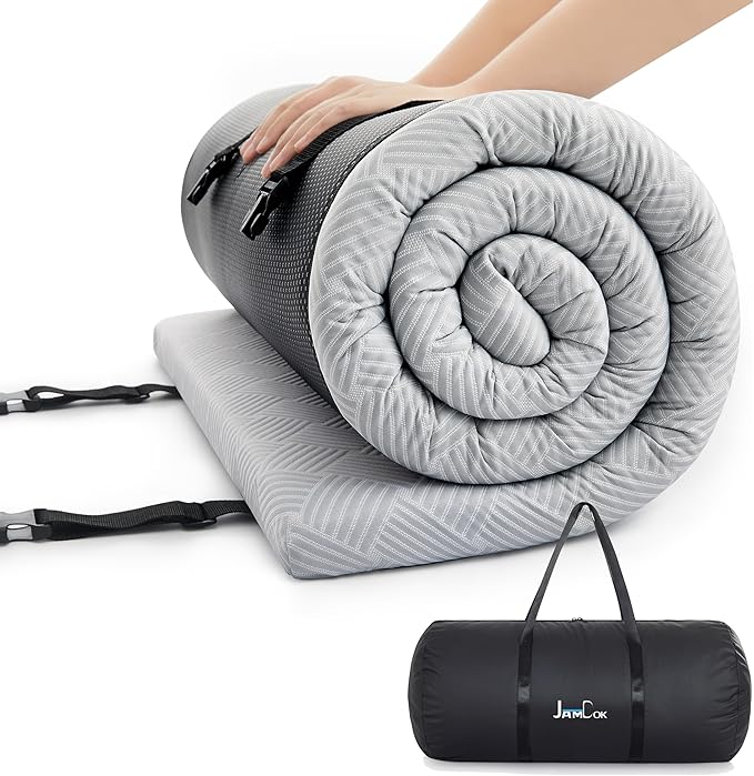 Jamdok Cooling Foam Camping Mattress for Hot Sleeper,Waterproof Sleeping Pad with Carry Bag,Roll Up Cot Mattress Topper for Summer Camping Bed,Hiking,Car,Portable(75 x 30 x 2 inches)