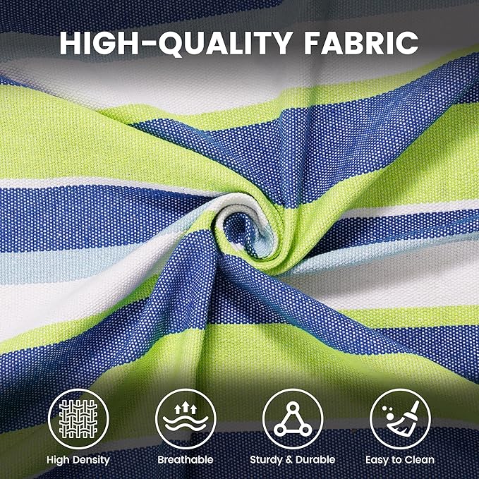 Lazy Daze Hammocks Double Brazilian Cotton Hammock, Extra Large Portable Outdoor Camping Hammock with Tree Straps & Travel Bag for Backyard Patio Poolside Indoor, 550lbs Capacity, Blue & Light Green