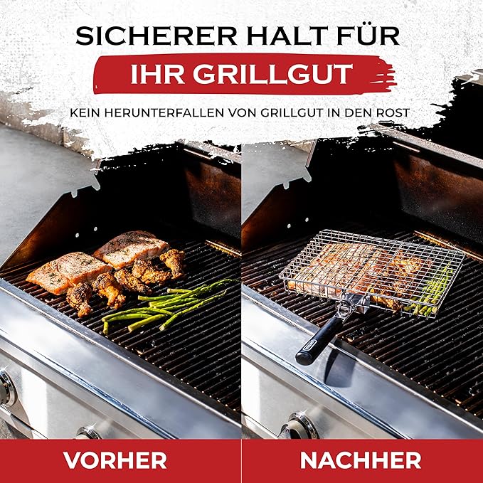 SHIZZO Grill Basket Set, Barbecue BBQ Grilling, Stainless Steel Folding Portable Outdoor Camping Rack for Fish, Shrimp, Vegetables, Cooking Accessories, Gifts for Dad, husband, Friends