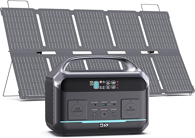 Daran portable station 600W(peak 1200W)with 100w solar panel,576Wh Small Lightweight Portable generator,100w usb-c pd output,1hr fast charging,1 AC Outlet,power bank for camping,spring outdoor use